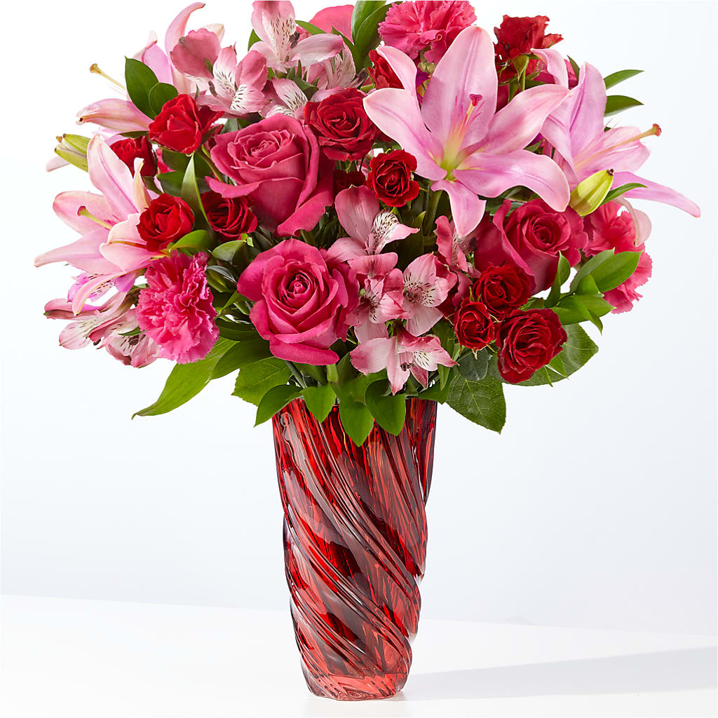 In Love Bouquet with Luxe Swirl Vase – Vidor Florist, Vidor TX