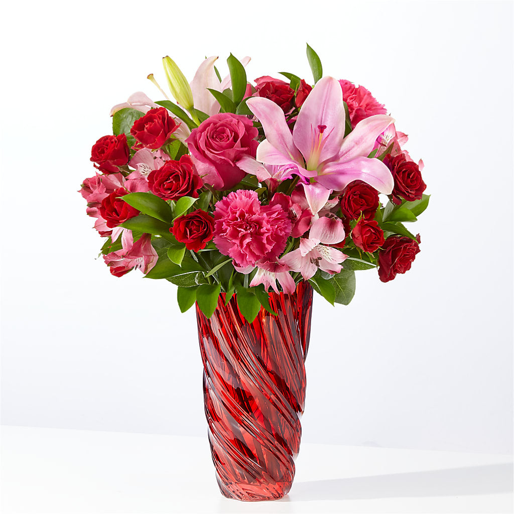 In Love Bouquet with Luxe Swirl Vase – Vidor Florist, Vidor TX