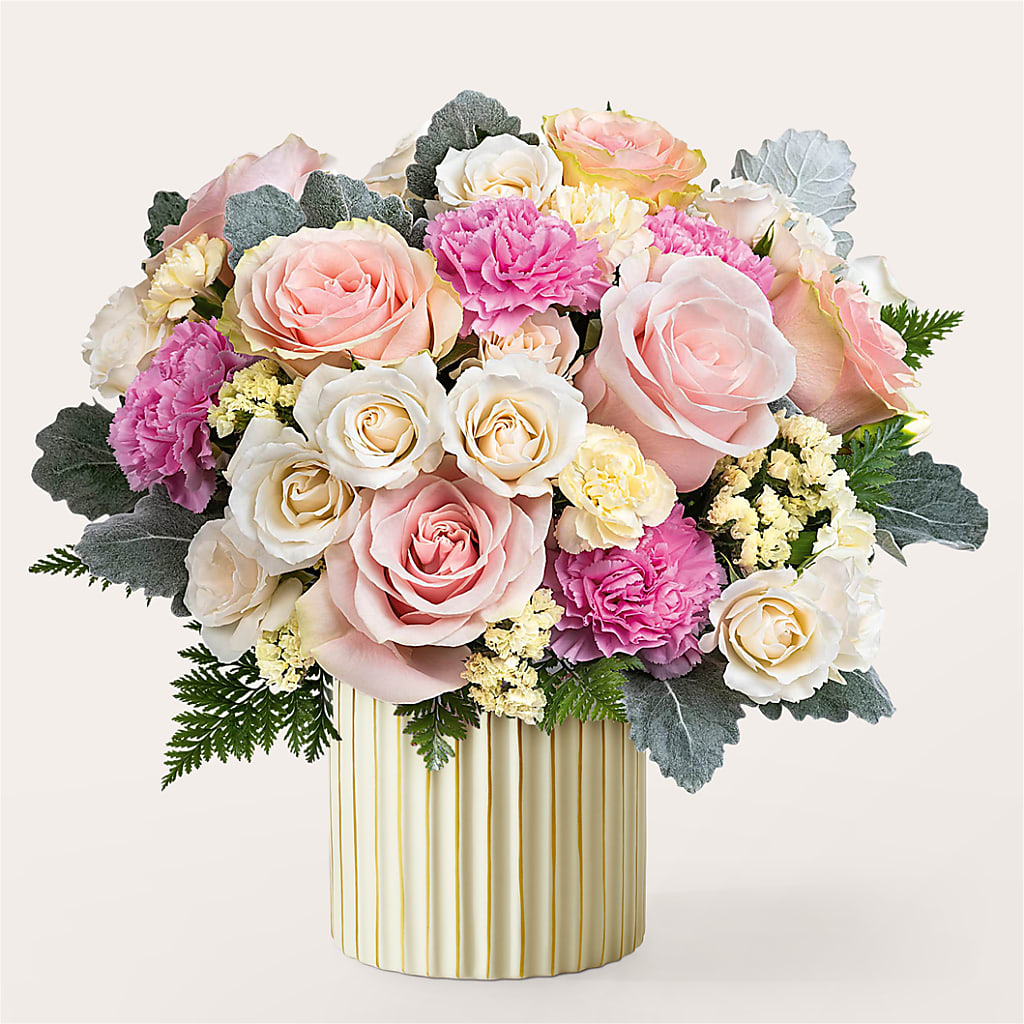 Blissful Moments Bouquet with Ivory Vase – Vidor Florist, Vidor TX