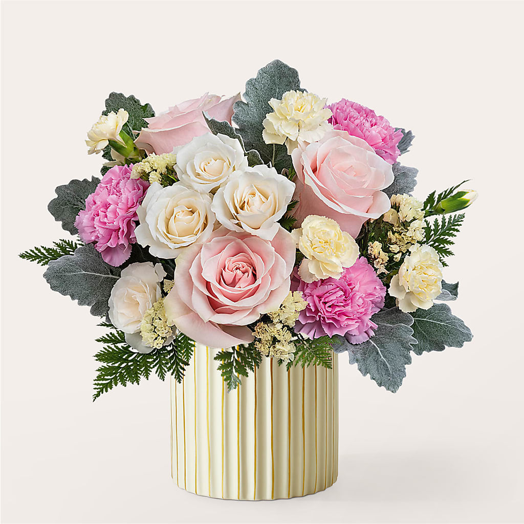 Blissful Moments Bouquet with Ivory Vase – Vidor Florist, Vidor TX