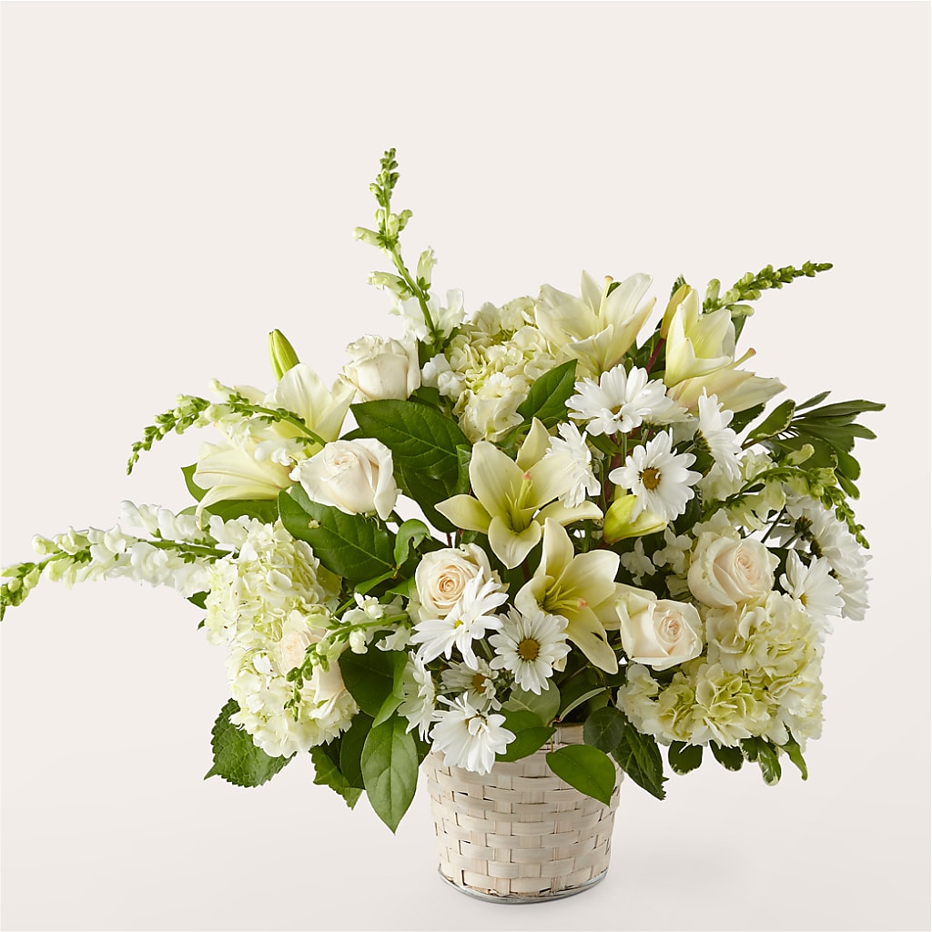 Ivory Elegance Floral Basket – Vidor Florist, Vidor TX