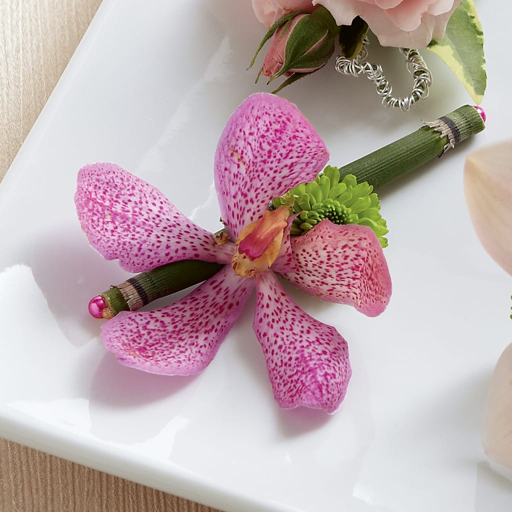 Pink Mokara Boutonniere – Vidor Florist, Vidor TX
