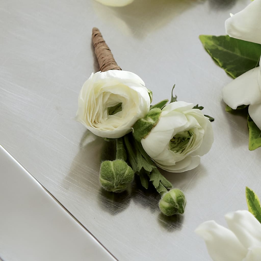 White Ranunculus Boutonniere – Vidor Florist, Vidor TX