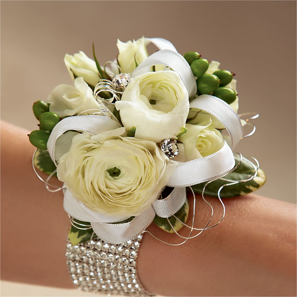 White Wedding Corsage – Vidor Florist, Vidor TX