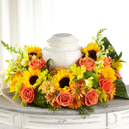 Faithful Sunflower Cremation Adornment –  Vidor Florist, Vidor TX